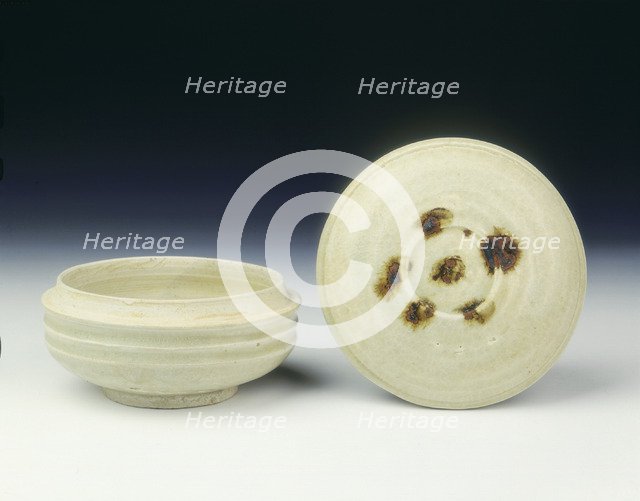 Covered qingbai box with iron oxide spots on lid, Northern Song dynasty, China, mid 11th century. Artist: Unknown