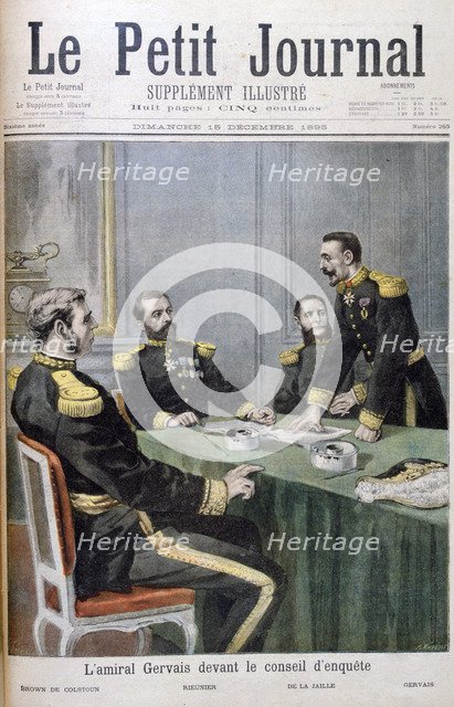 Admiral Gervais in front of the investigation board, 1895. Creator: F Meaulle.