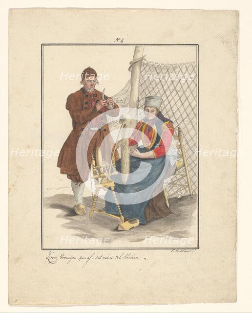 Fisher couple from Schokland, 1803-c.1899.  Creator: J. Enklaar.