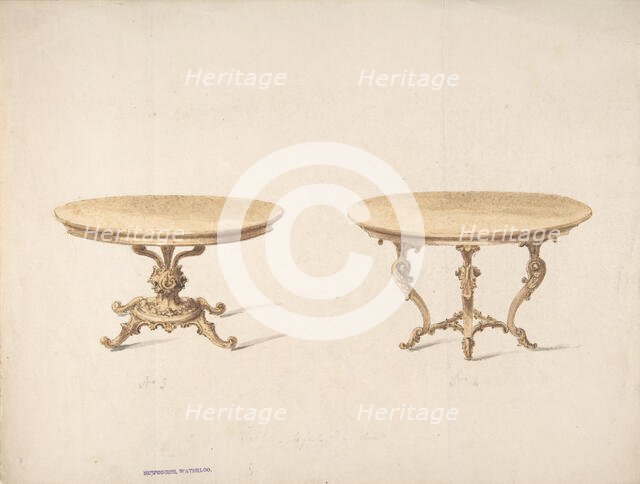 Designs for Two Round Tables, early 19th century. Creator: Anon.