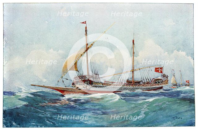 Ships sailing into the wind, 17th century (20th century). Artist: Albert Sebille