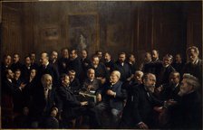 Group portrait of members of the Association of French Republican Journalists, 1907. Creator: Adolphe Henri Laissement.