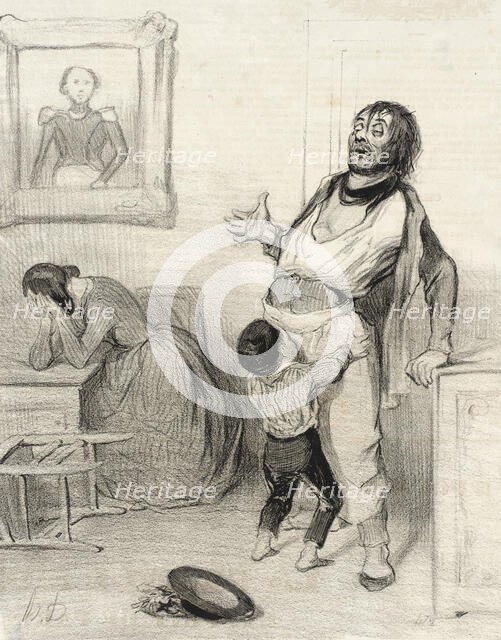 Est-il permis de revenir de Bercy dans un état pareil.., 1843. Creator: Honore Daumier.