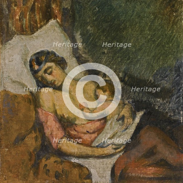 Woman breastfeeding her child, ca 1872. Artist: Cézanne, Paul (1839-1906)