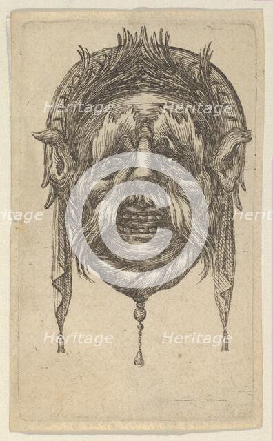 Mask with Long Eyebrows and Mustache and a Headdress with Dangling Cloth, from Dive..., ca. 1635-45. Creator: Francois Chauveau.