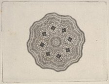 Banknote motif: rounded ornamental lathe work design with a wavy edge, ca. 1824-42. Creator: Durand, Perkins & Co.