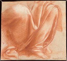 A Drapery Study for the Knees of a Seated Allegorical Figure of Charity (recto)..., 1520/30. Creator: Giovanni Antonio Sogliani.