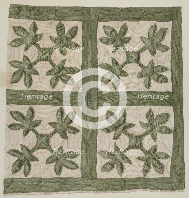 Applique Quilt, 1935/1942. Creator: Mildred E Bent.