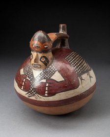 Single Spout Vessel in the Form of a Figure Holding a Fishing Net, 180 B.C./A.D. 500. Creator: Unknown.