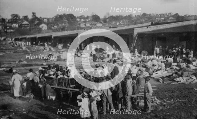 Louisiana Flood 1912, Cotton Compress at Vicksburg as a refuge, 1912. Creator: Bain News Service.