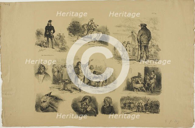 Sheet of Sketches, 1829. Creator: Auguste Raffet.