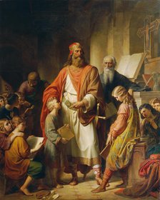 Charlemagne scolds the bad students, 1855. Creator: Blaas, Karl von (1815-1894).
