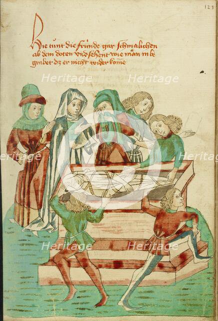 Burial Scene; Barlaam und Josaphat, 1469. Creators: Hans Schilling, Diebolt Lauber.