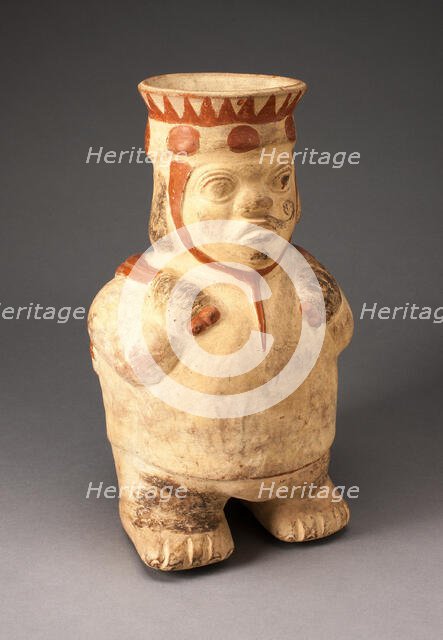 Effigy Jar Depicting a Dwarf Carrying a Puma, 100 B.C./A.D. 500. Creator: Unknown.