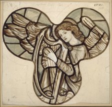 Design for stained glass in Lyndhurst Church: An Angel Harpist, 1862. Artist: Sir Edward Coley Burne-Jones.