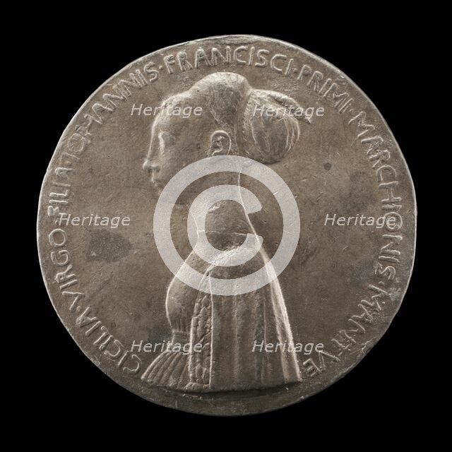 Cecilia Gonzaga, 1426-1451, daughter of Gianfrancesco I [obverse], 1447. Creator: Pisanello.