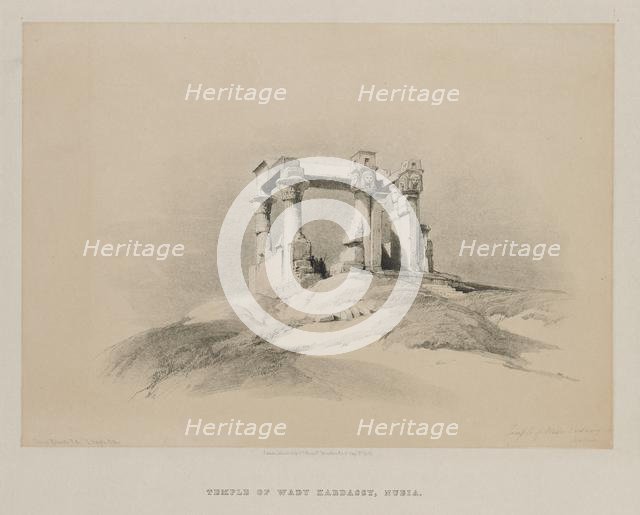 Egypt and Nubia, Volume I: Temple of Wady Kardassy in Nubia, 1846. Creator: Louis Haghe (British, 1806-1885); F.G.Moon, 20 Threadneedle Street, London.