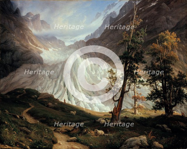 The Lower Grindelwald Glacier. Artist: Fearnley, Thomas (1802-1842)