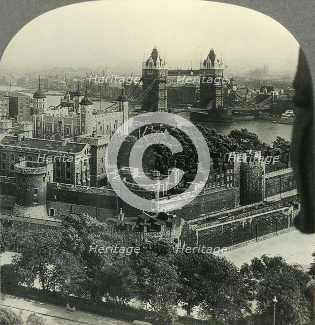 'The Tower of London and the Tower Bridge, London, England', c1930s. Creator: Unknown.