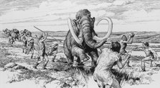 Scene of a mammoth being killed. Artist: Derek Lucas