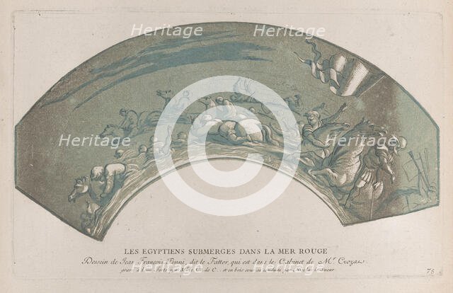 Pharaoh's army engulfed by the Red Sea; from 'Recueil d'estampes d'après les plus b..., ca. 1729-40. Creators: Caylus, Anne-Claude-Philippe de, Nicolas Le Sueur.