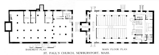 Floor plans, St Paul's Church, Newburyport, Massachusetts, 1924. Artist: Unknown.