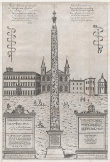 Speculum Romanae Magnificentiae: The Egyptian Obelisk of Constantine, 1589., 1589. Creator: Giovanni Ambrogio Brambilla.