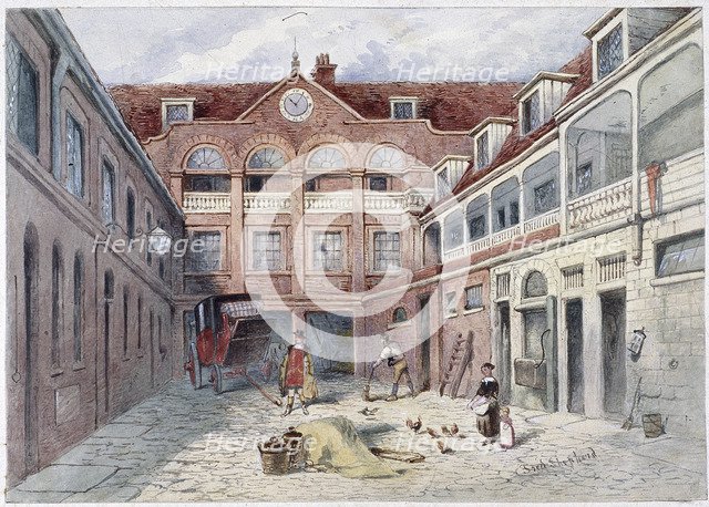 The Blue Boar Inn, Holborn, London, c1840. Artist: Frederick Napoleon Shepherd