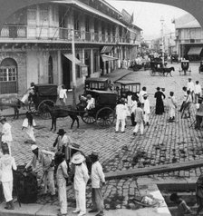 Rosario Street and Binondo Church as seen from Pasig River, Manila, Philippines, 1899.Artist: Underwood & Underwood