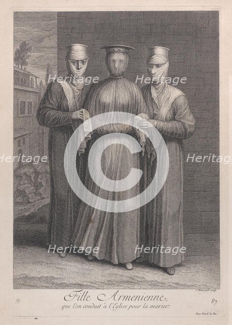 Fille Armenienne, que l'on conduit à l'Eglise pour la marier, 1714-15. Creator: Unknown.
