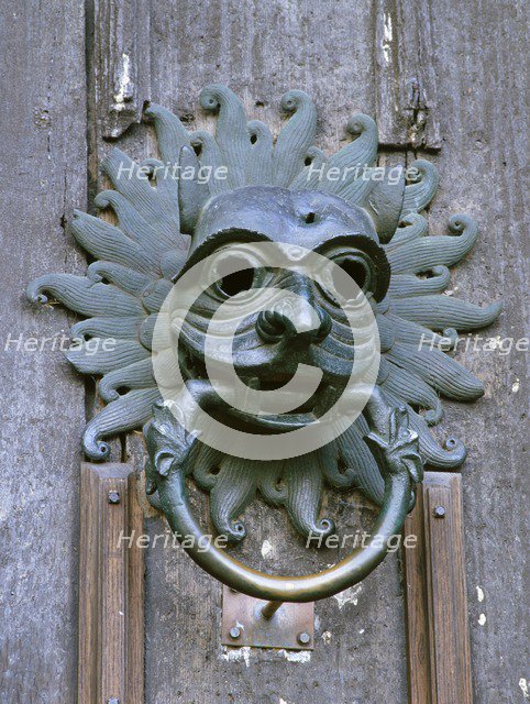 Door knocker in the shape of a mask, sanctuary of Durham Cathedral, County Durham, c2000s(?). Artist: Unknown.