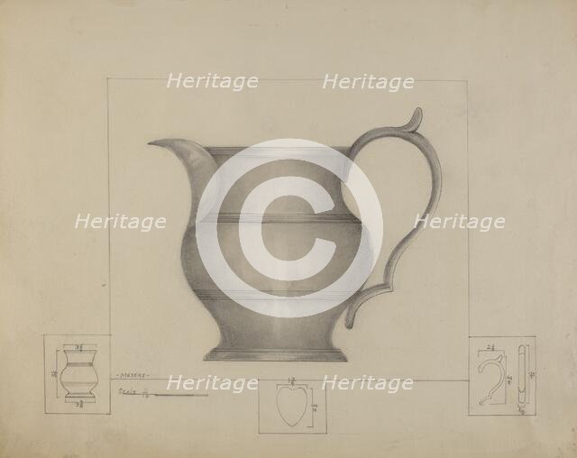 Pewter Pitcher, c. 1936. Creator: Henry Meyers.