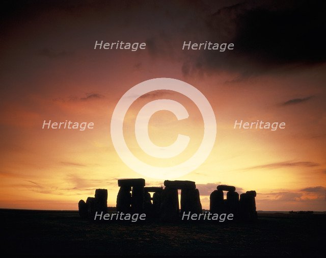 Midsummer sunset, Stonehenge, Wiltshire, 1987. Artist: John Critchley