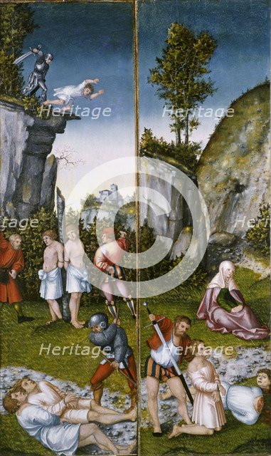 Saint Felicitas at the martyrdom of her seven sons. Artist: Cranach, Lucas, the Elder (1472-1553)
