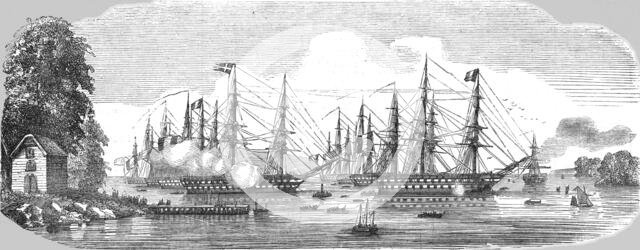 'French Baltic Fleet in Kiel Harbour', 1854. Creator: Unknown.