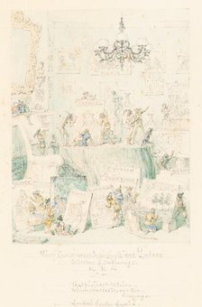 Fairy Connoisseurs Inspecting Mr. Frederick Locker's Collection of Drawings, 1867. Creator: George Cruikshank.