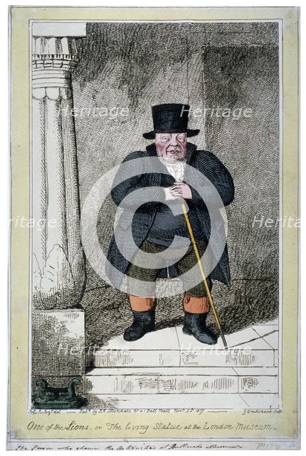 'One of the Lions - or the living statue at the London Museum', 1817. Artist: George Cruikshank