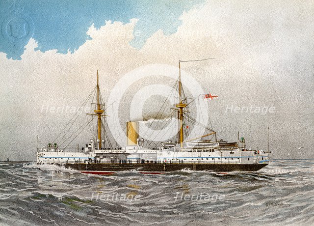 HMS 'Colossus', Royal Navy 2nd class battleship, c1890-c1893. Artist: William Frederick Mitchell