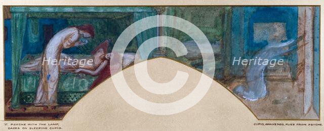 Cupid and Psyche - Study for the Palace Green Mural - Psyche holding the Lamp gazes on the..., 1872. Creator: Sir Edward Coley Burne-Jones.