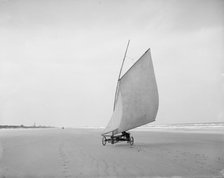 Sailing on the beach, Ormond, Fla., between 1900 and 1910. Creator: Unknown.