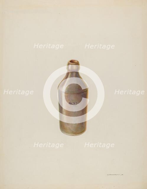 Earthenware Ale Bottle, c. 1937. Creator: Gerald Transpota.