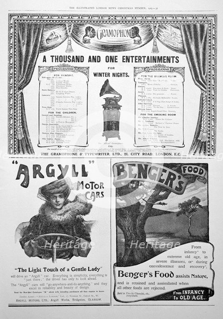 An advertising page in the Illustrated London News, Christmas, 1905. Artist: Unknown