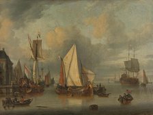 A Calm (Ships in the Harbor by Calm Weather), 1675-1719. Creator: Jan Claesz Rietschoof.
