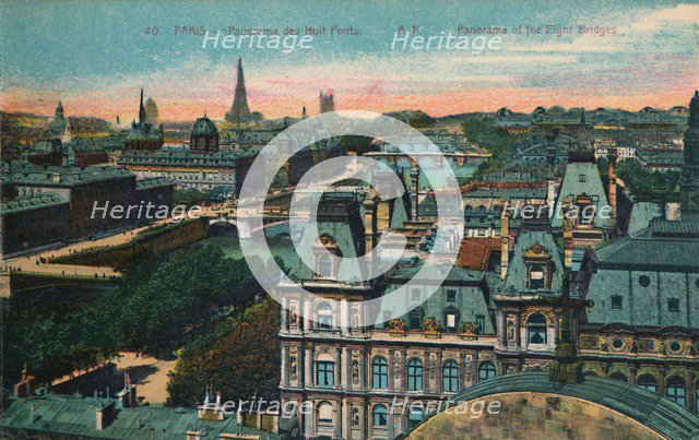 Panorama of the Eight Bridges, Paris, c1920. Artist: Unknown.