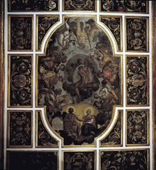 View of the paintings in the ceiling of the second floor room, in the Pilatos House of Sevilla, b…