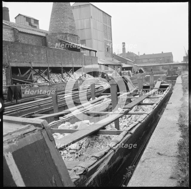 Barge on the Trent & Mersey Canal, Stoke-on-Trent, 1965-1968. Creator: Eileen Deste.