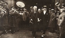 Ramsay MacDonald in New York being escorted by Grover Whalen, 1929.  Artist: S and G