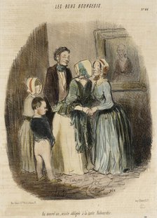 Au nouvel an, visite obligée à la tante Rabourdin, 1847. Creator: Honore Daumier.