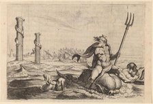 Neptune and the Pillars of Hercules, 1634. Creator: Willem Basse.