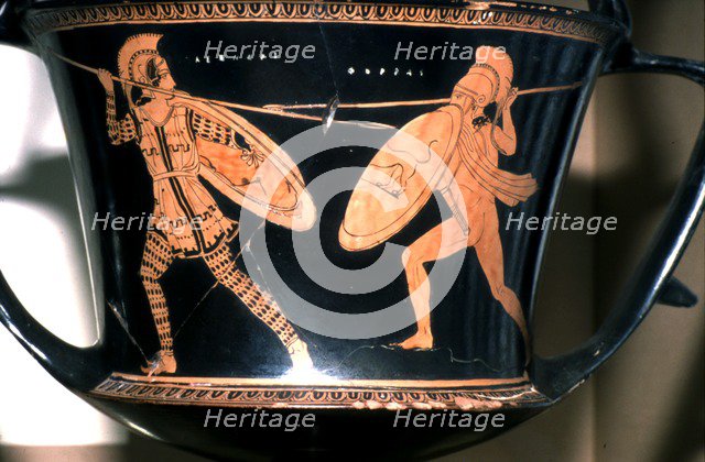 Greek Vase Painting, Persian and Hoplite fighting, c5th century BC. Artist: Unknown.